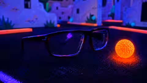 3D glasses on a glowing blacklight mini golf course at Sedona